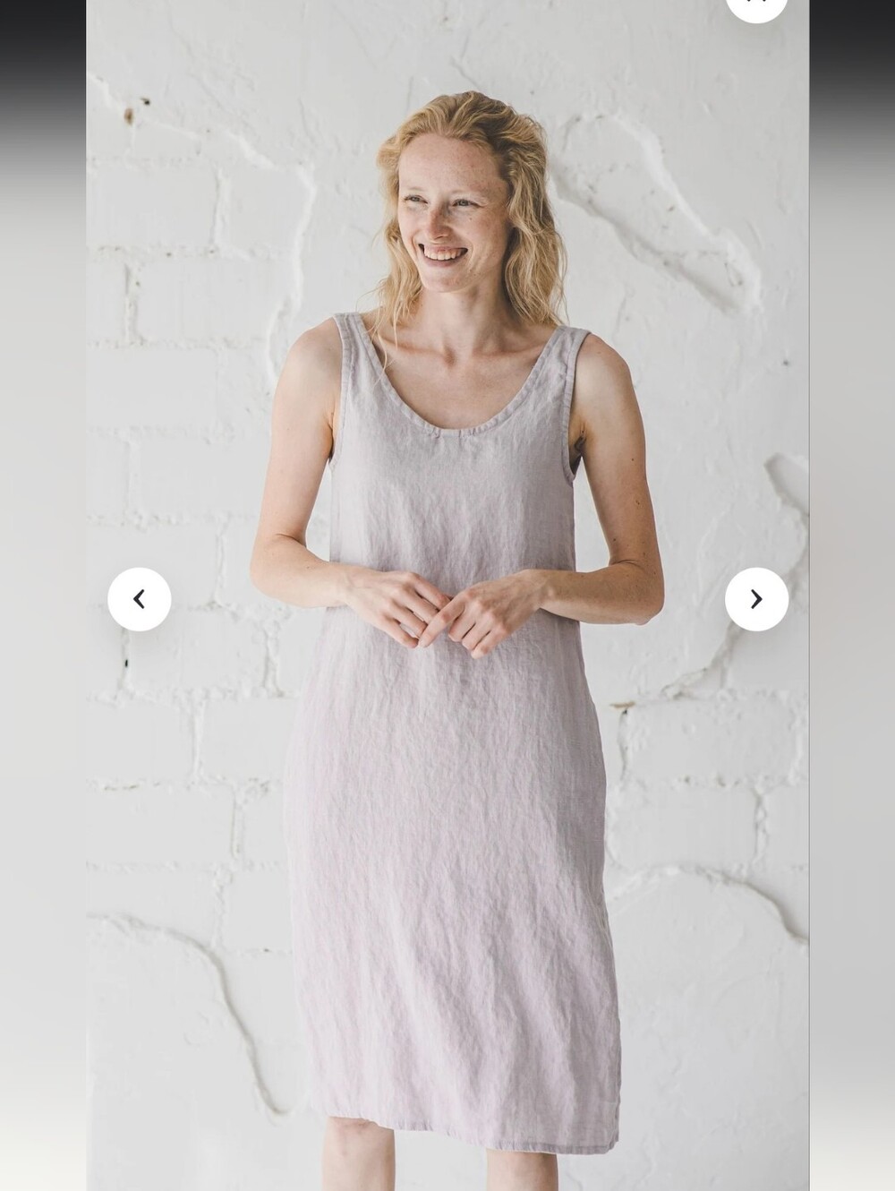 Sleeveless Linen-Blend Chemise in Light Mauve